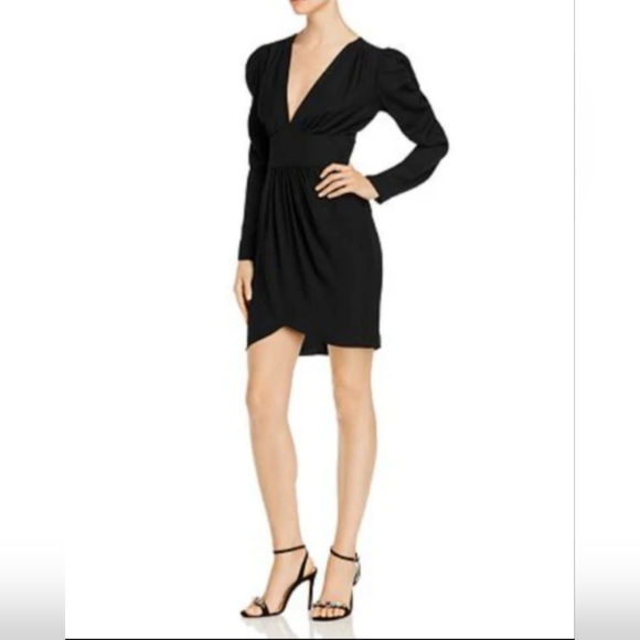 #160 Amanda Uprichard Long Sleeve mini Dress with V Neck - Picture 1 of 2